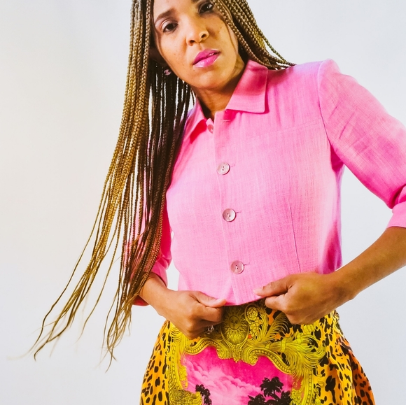 Maggy London Jackets & Blazers - Vintage Hot Pink Crop Blazer